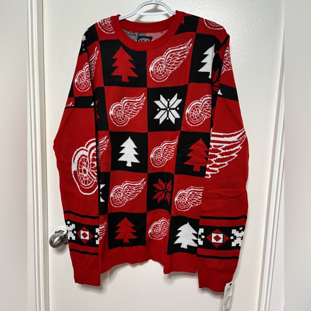 BNWT NHL DETROIT RED WINGS UGLY CHRISTMAS SWEATER size large